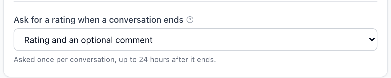 The "Ask for a rating when a conversation ends" setting on a Web Chat channel