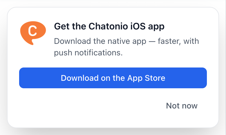 The Chatonio site offering the iOS app, with a Download on the App Store button