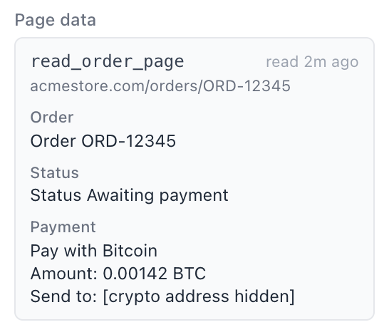 The Page data block in the conversation info panel