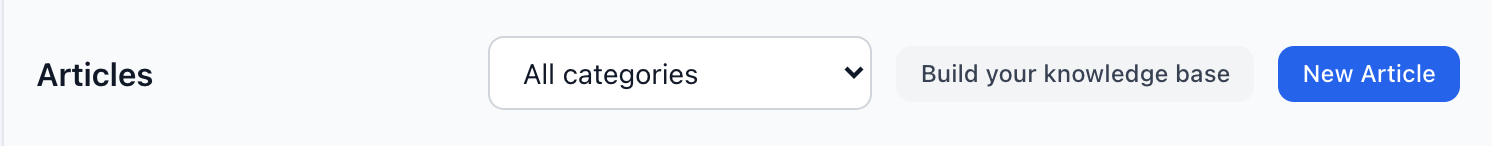The Articles page header with the Build your knowledge base button